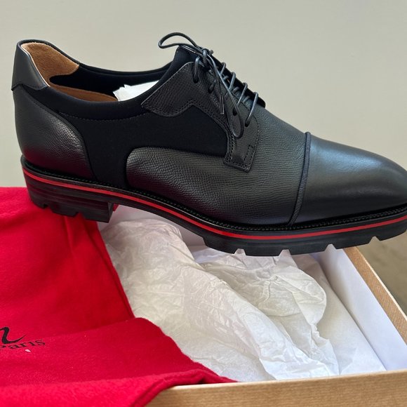 NEW CHRISTIAN LOUBOUTIN Smooth Textured Calfskin Mika Sky Men\'s Oxford Flats main image 10